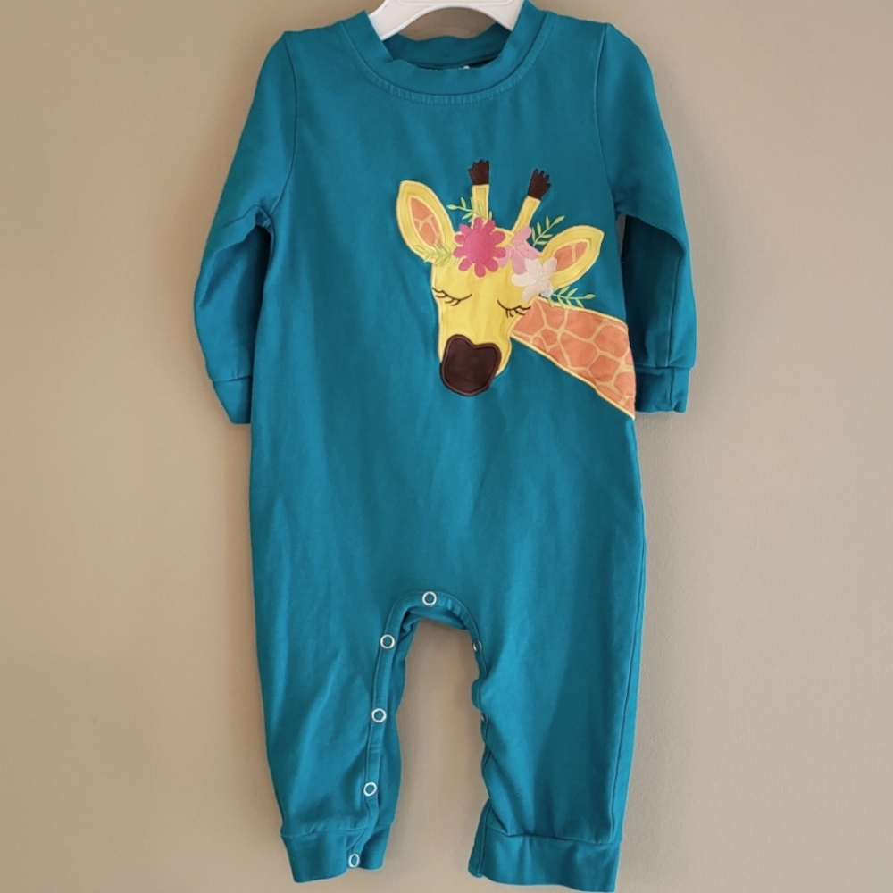 Teal long sleeved gifaffe romper